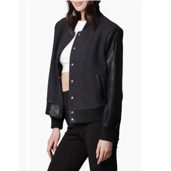 Anthro 7 For All Mankind Bomber Jacket Avec les Filles Strong Shoulder Bomber - Picture 6 of 16